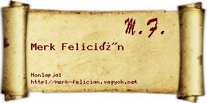 Merk Felicián névjegykártya